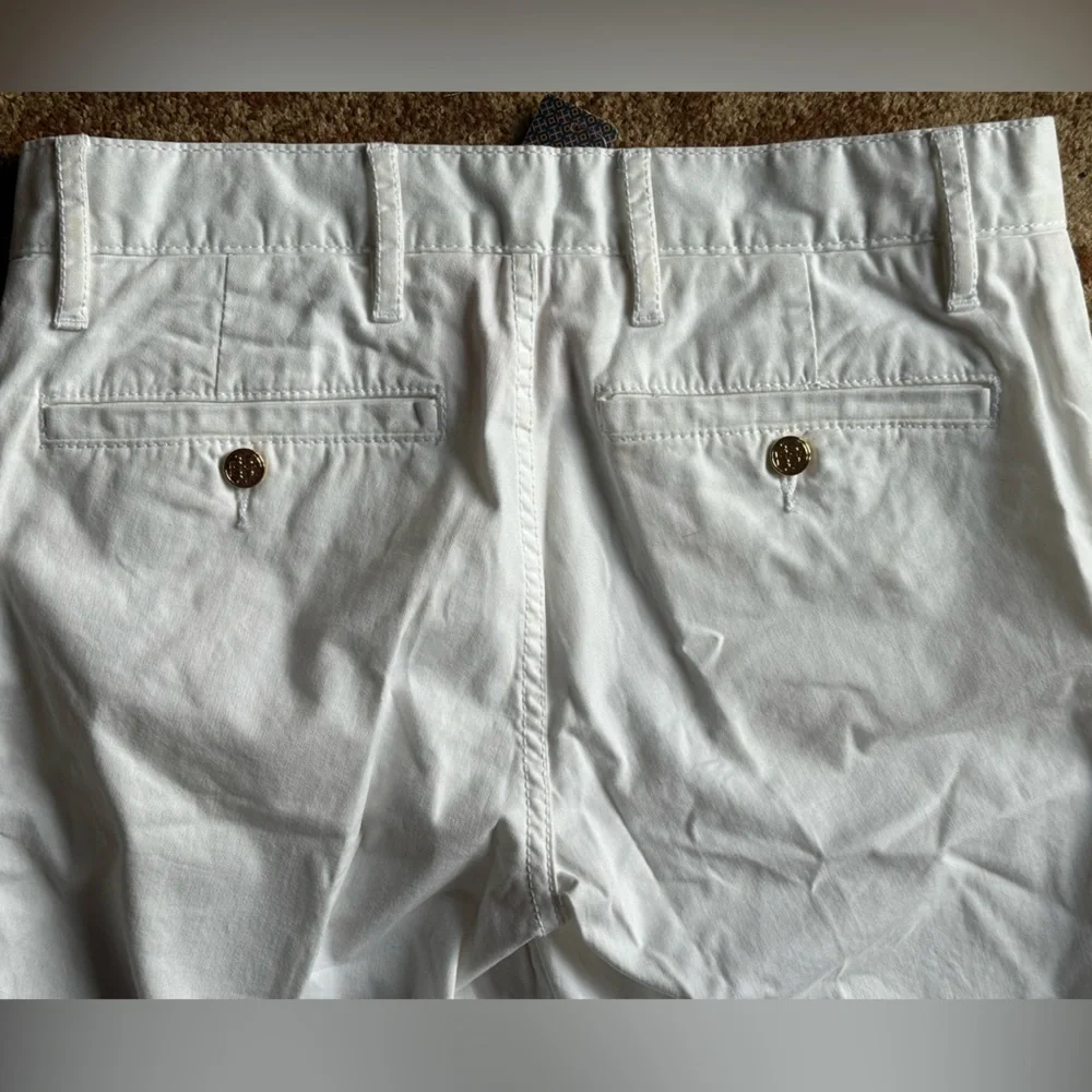 Tory Burch NWT white Bermuda Chino long shorts 25 logo buttons multiple pockets* - Picture 5 of 12